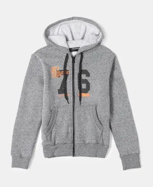 Boy's Super Combed Cotton Rich Fleece Fabric Graphic Printed Hoodie Jacket - Black Grindle