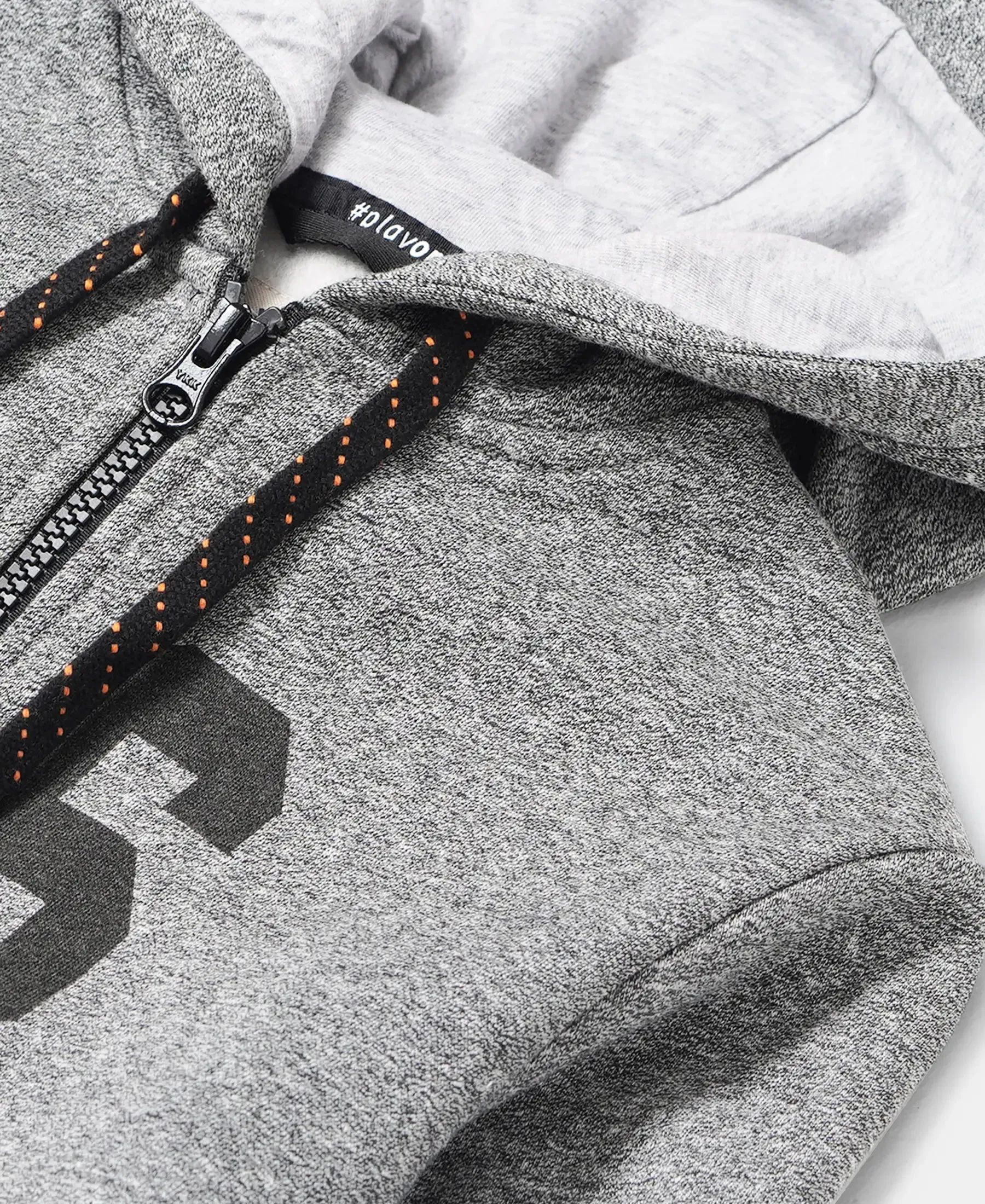 Boy's Super Combed Cotton Rich Fleece Fabric Graphic Printed Hoodie Jacket - Black Grindle