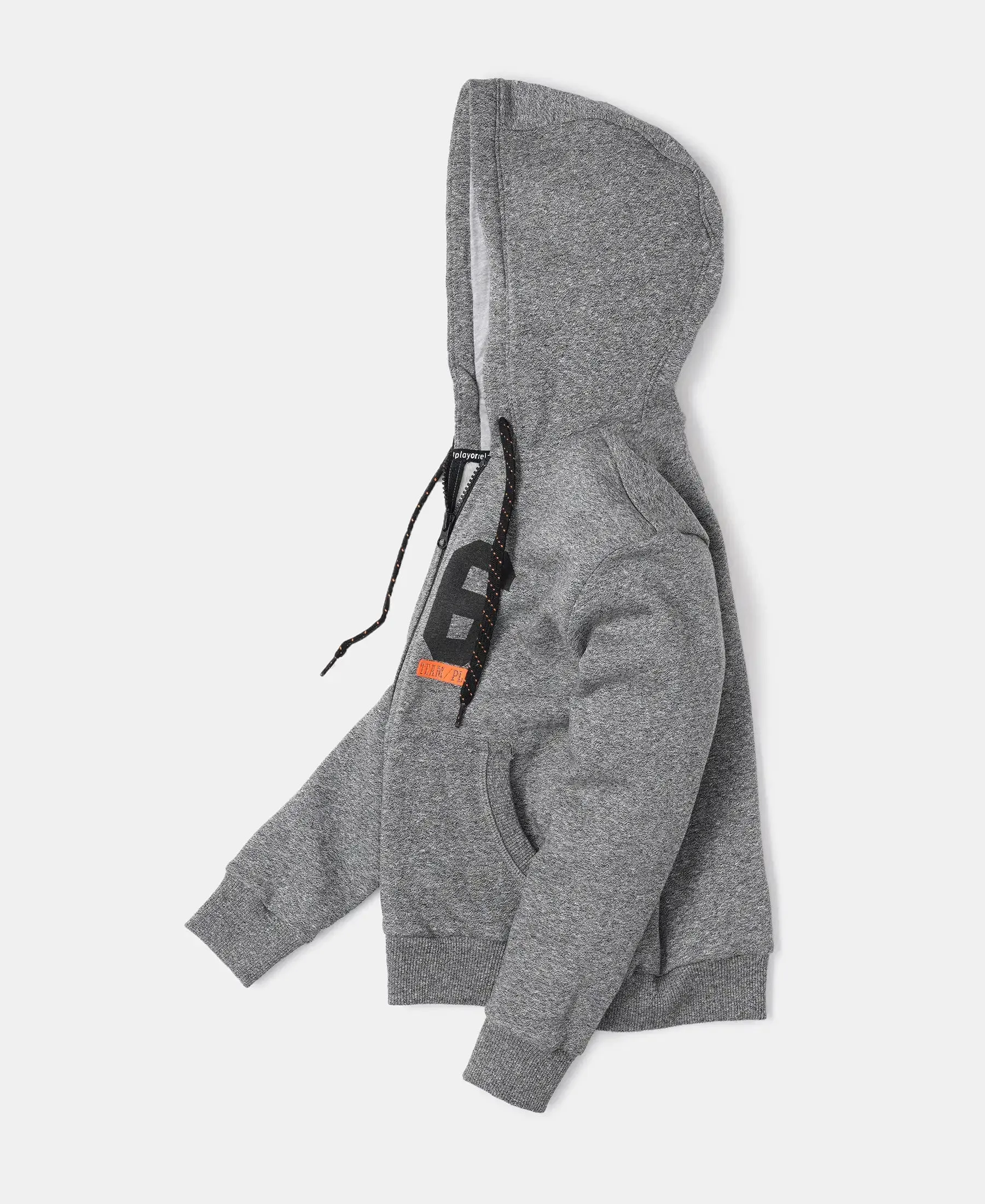 Boy's Super Combed Cotton Rich Fleece Fabric Graphic Printed Hoodie Jacket - Black Grindle