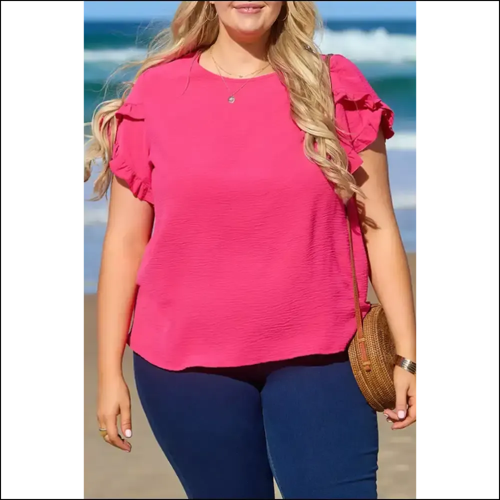 Bright Pink Ruffled Riot: Needful Things' Plus Size Pink Ruffled Top 💖🔥