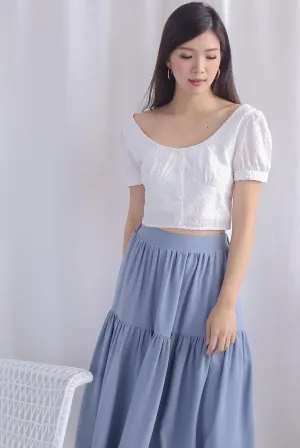 Britta Bustier Buttons Crop Top In White Swiss dot