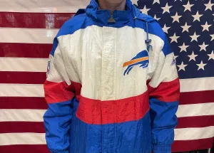 Buffalo Bills Hooded  NFL Vintage 90’s Mens Nylon ProLine by ApexOne Sporting Jacket