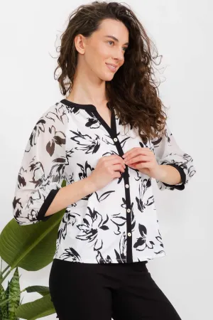BUTTON FRONT CONTRAST PIPPING SHIRT