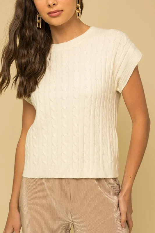 Cable Knit Sleeveless Sweater (Various Colors), Gilli