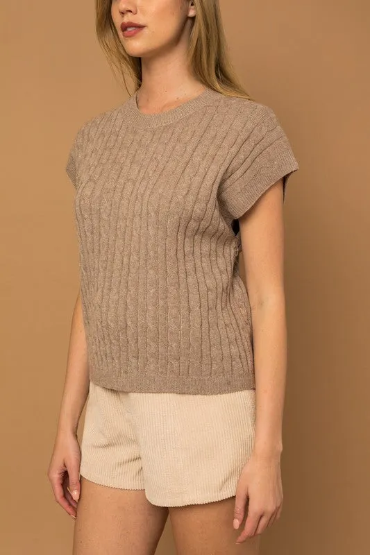 Cable Knit Sleeveless Sweater (Various Colors), Gilli