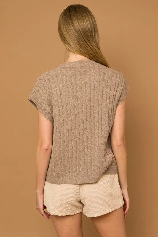 Cable Knit Sleeveless Sweater (Various Colors), Gilli