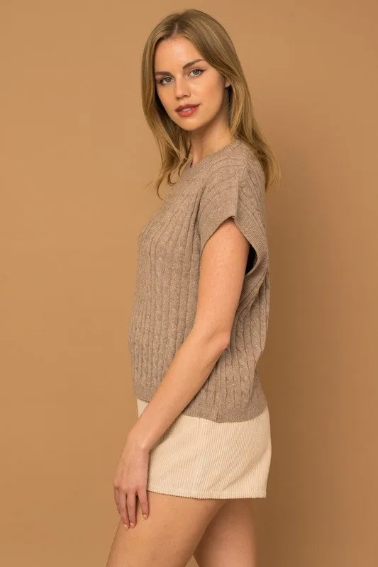 Cable Knit Sleeveless Sweater (Various Colors), Gilli