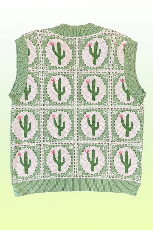 Cactus Tiled Sweater Vest