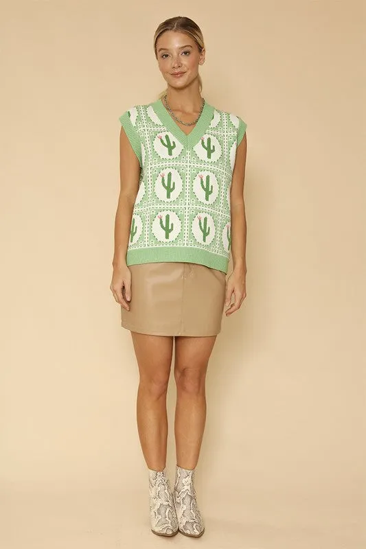 Cactus Tiled Sweater Vest