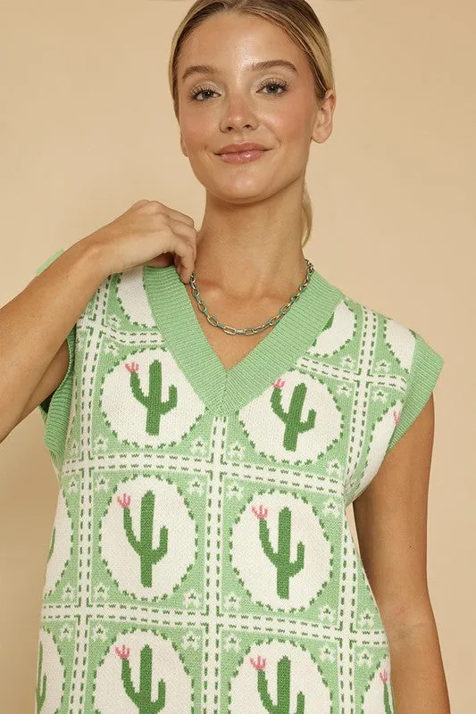Cactus Tiled Sweater Vest