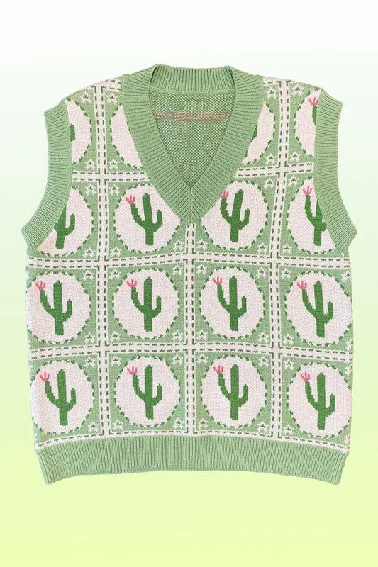 Cactus Tiled Sweater Vest