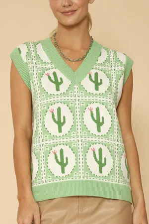 Cactus Tiled Sweater Vest