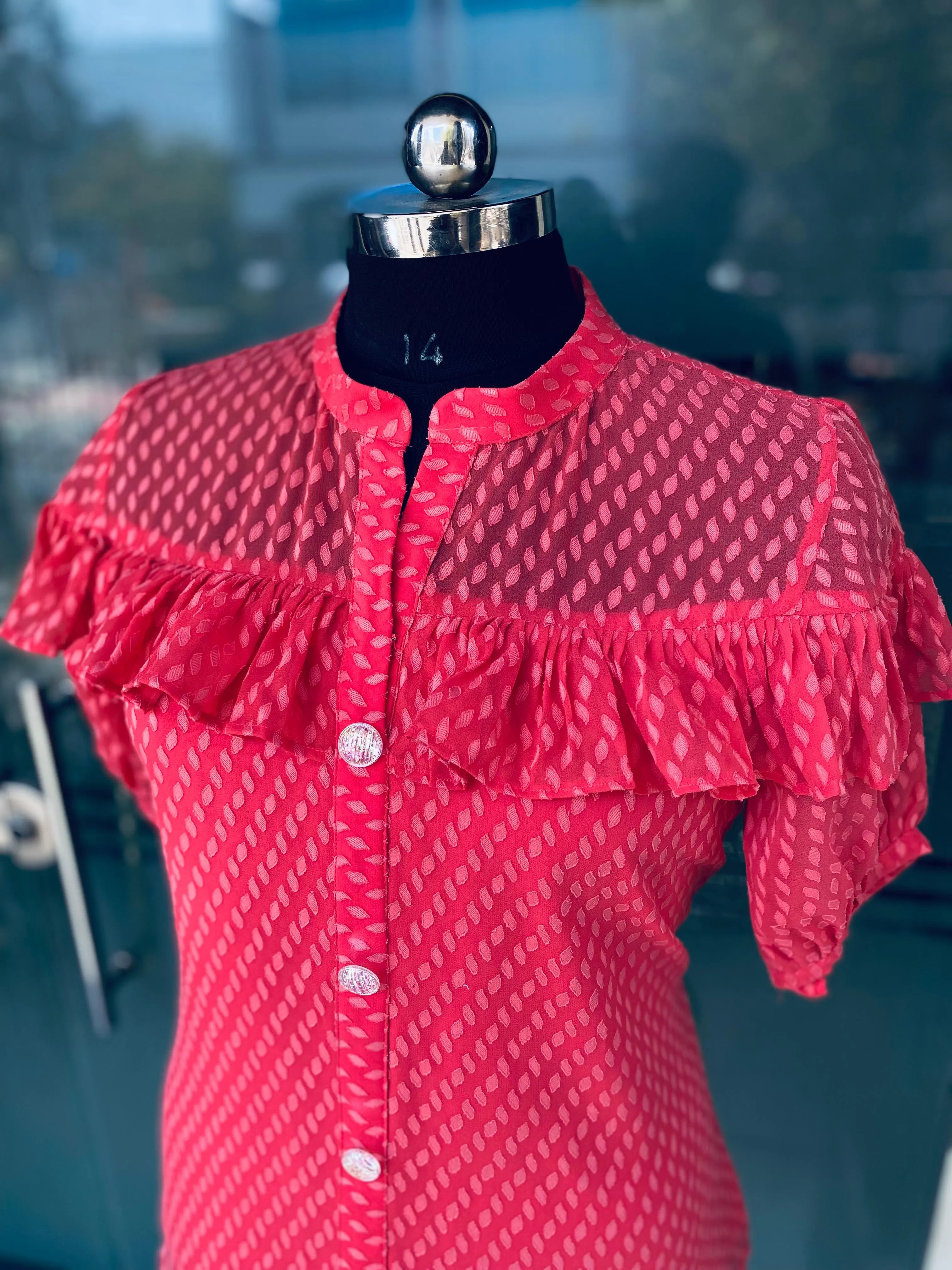 Carrot Pink Sheer Shirt
