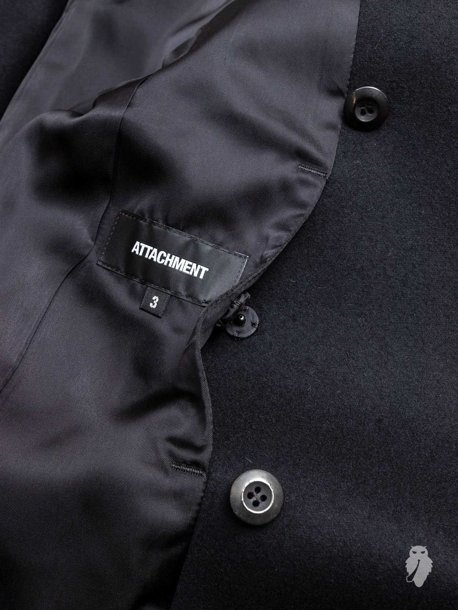 Cashmere Melton Hooded Chesterfield Coat in Black
