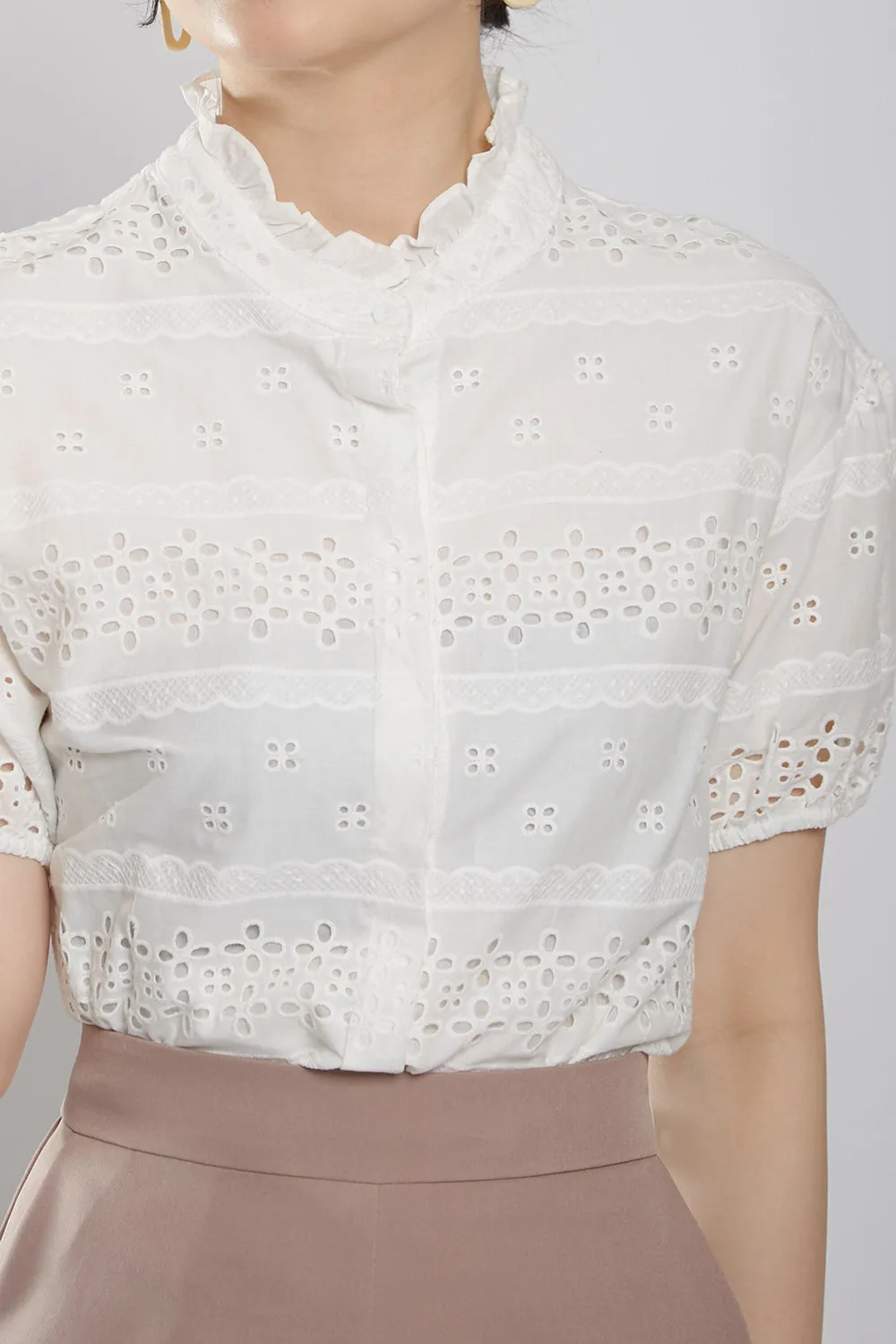 Chalina Blouse in White Eyelet