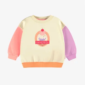 Chandail crème avec blocs de couleur, bébé || Cream sweater with color blocks, baby