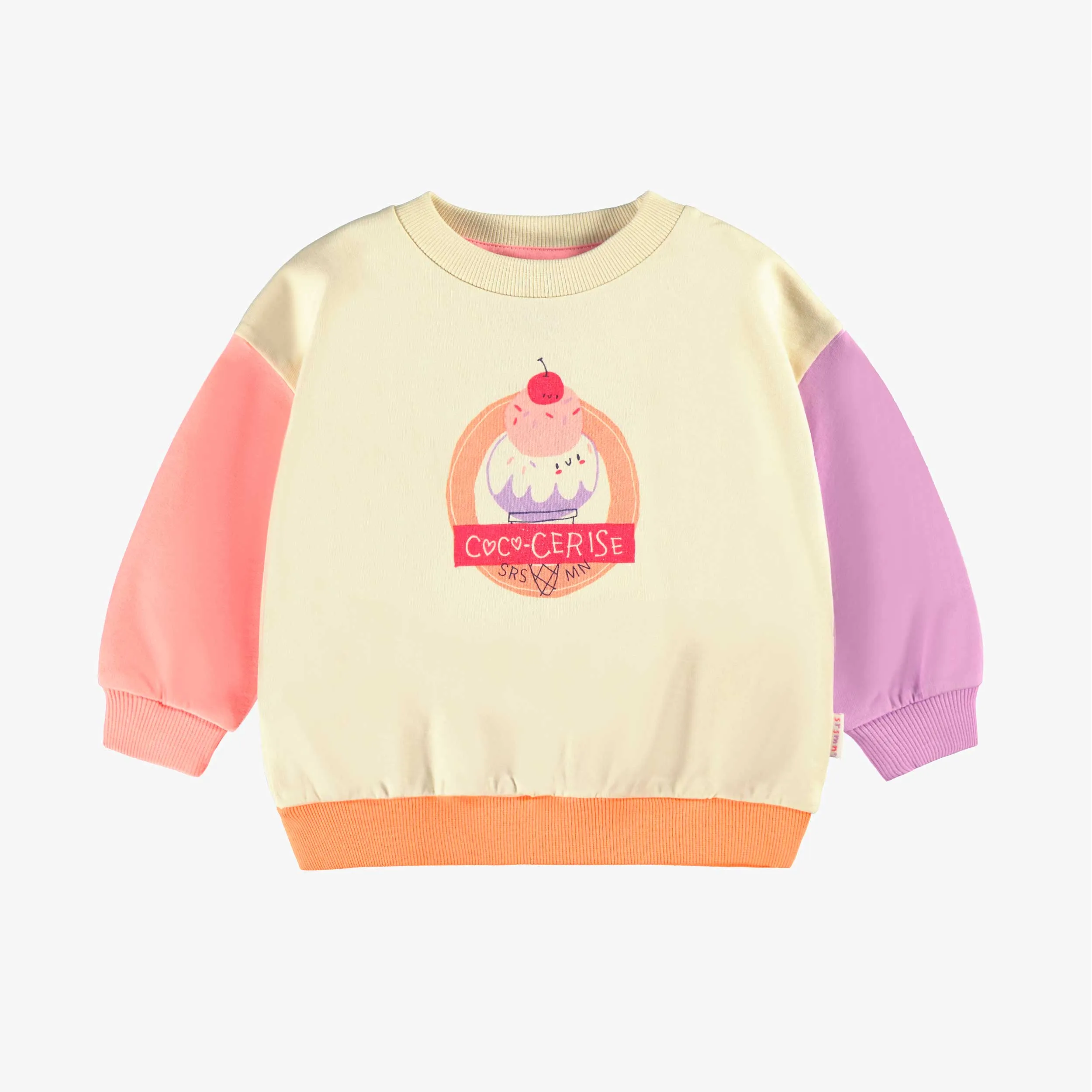 Chandail crème avec blocs de couleur, bébé || Cream sweater with color blocks, baby