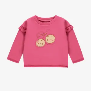 Chandail à manches longues rose à illustration en doux coton, bébé || Green long sleeve loose fit sweater with pattern, baby