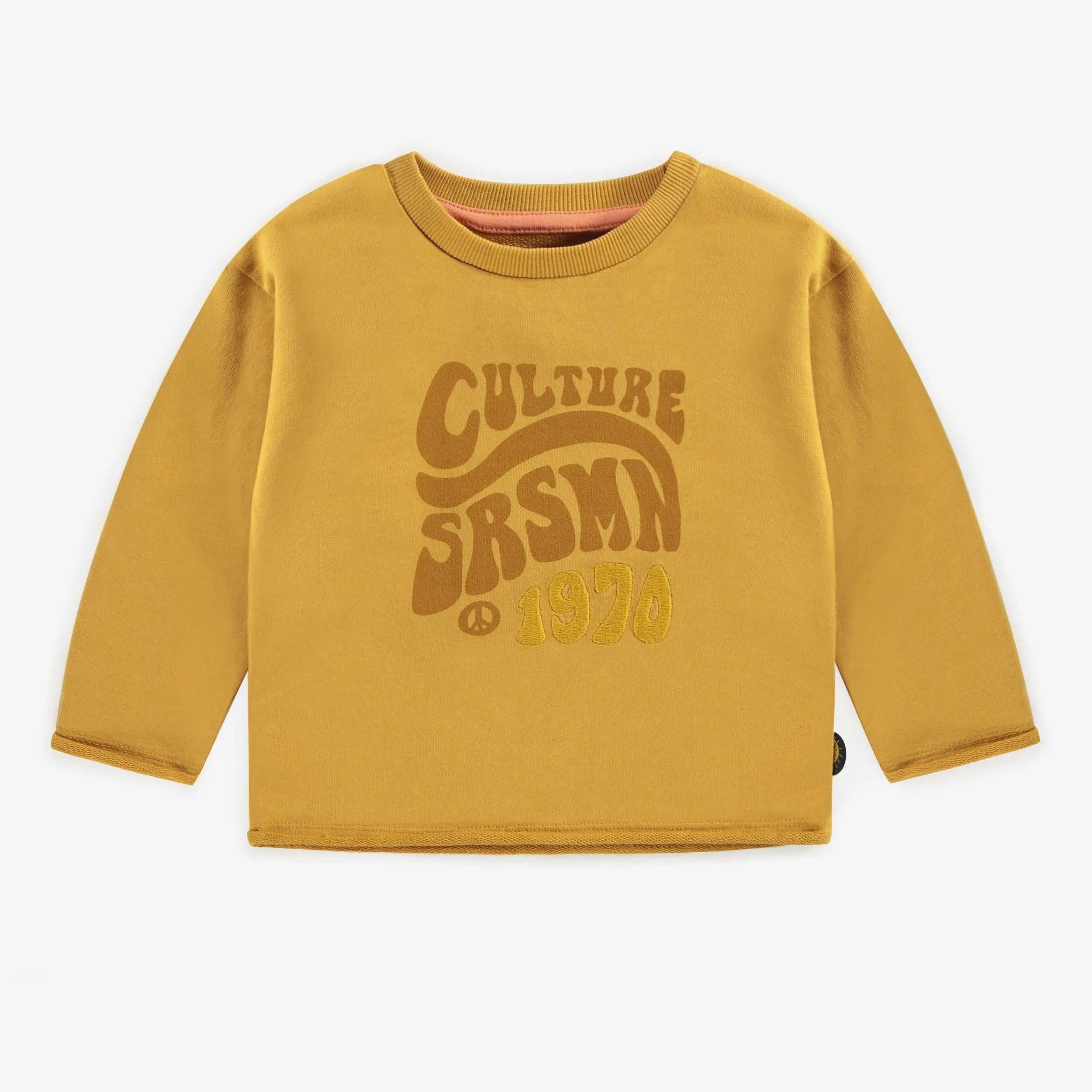 Chandail moutarde à manches longues en coton français, bébé  || Mustard long sleeves shirt in french terry, baby