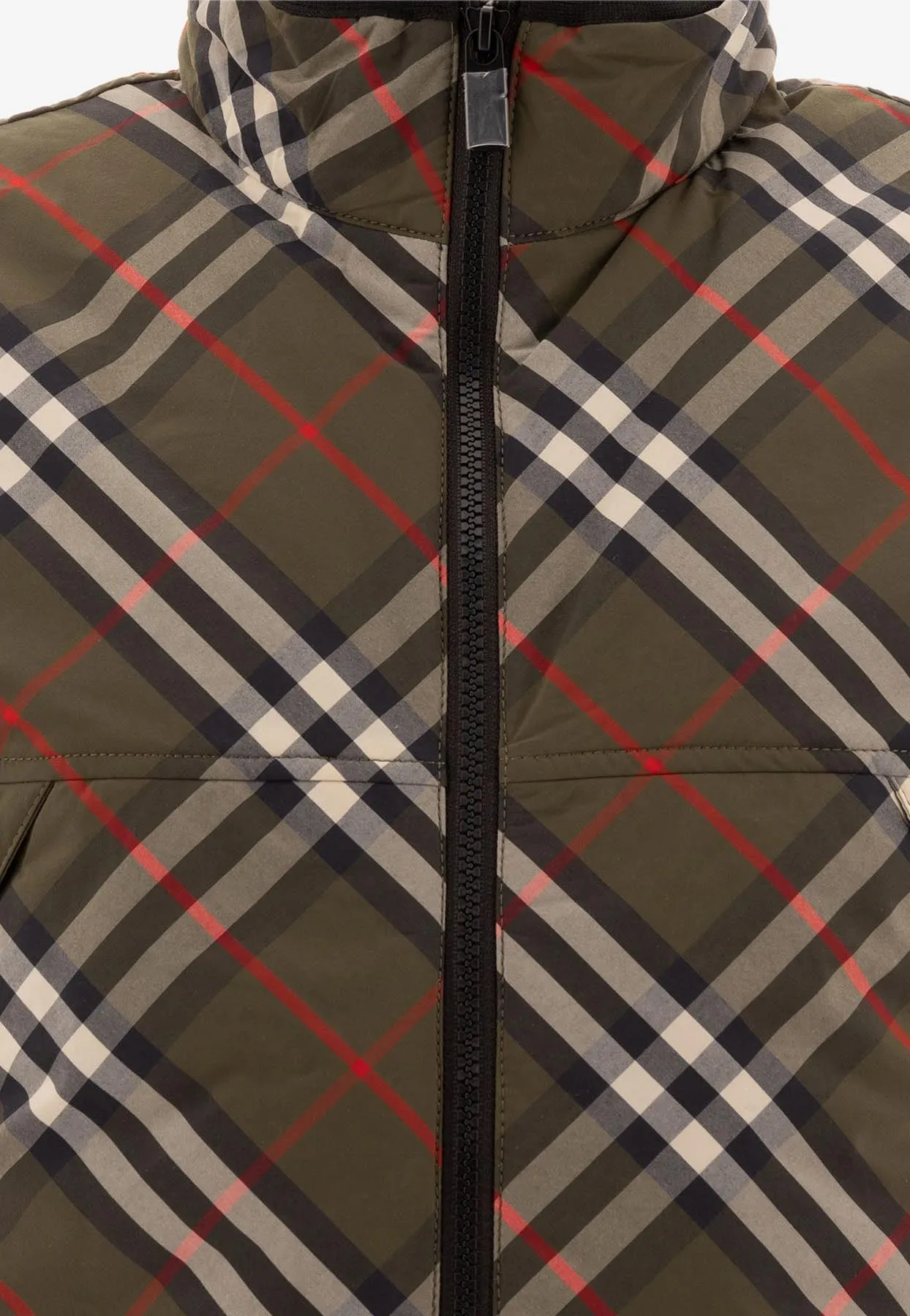 Checked Padded Zip-Up Vest
