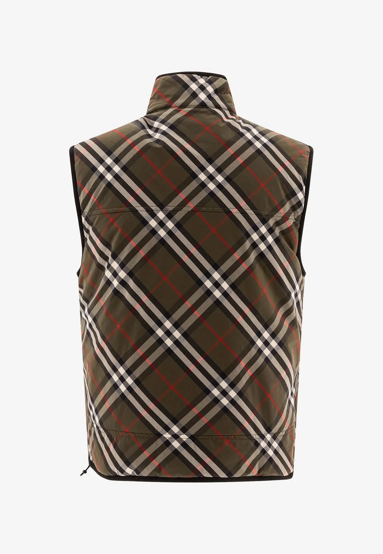 Checked Padded Zip-Up Vest