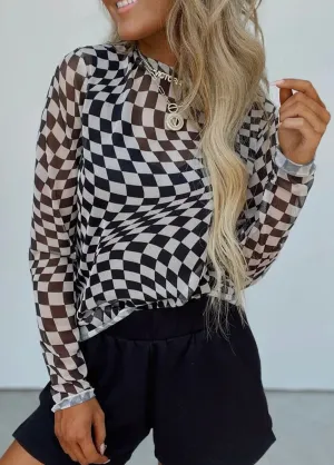 Checkmate Sheer Top