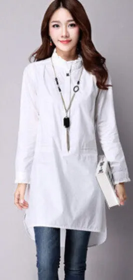 chiffon blouse ladies White and Pink elegant ruffled long sleeve women shirt female office shirt