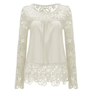 Chiffon Long Sleeve Women Blouses White Lace Up Ladies Women Tops Women Shirts Clothing Plus Size