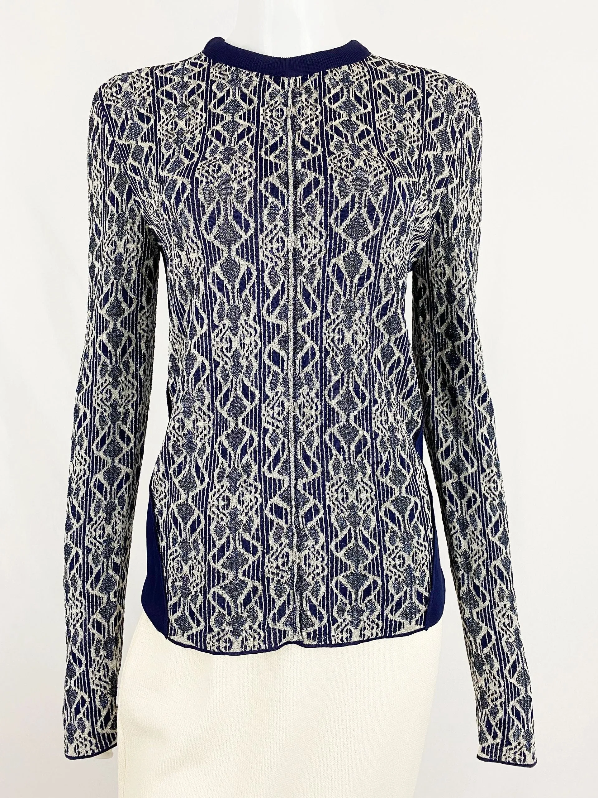 Chloe Blue Metallic Knit Top Size L