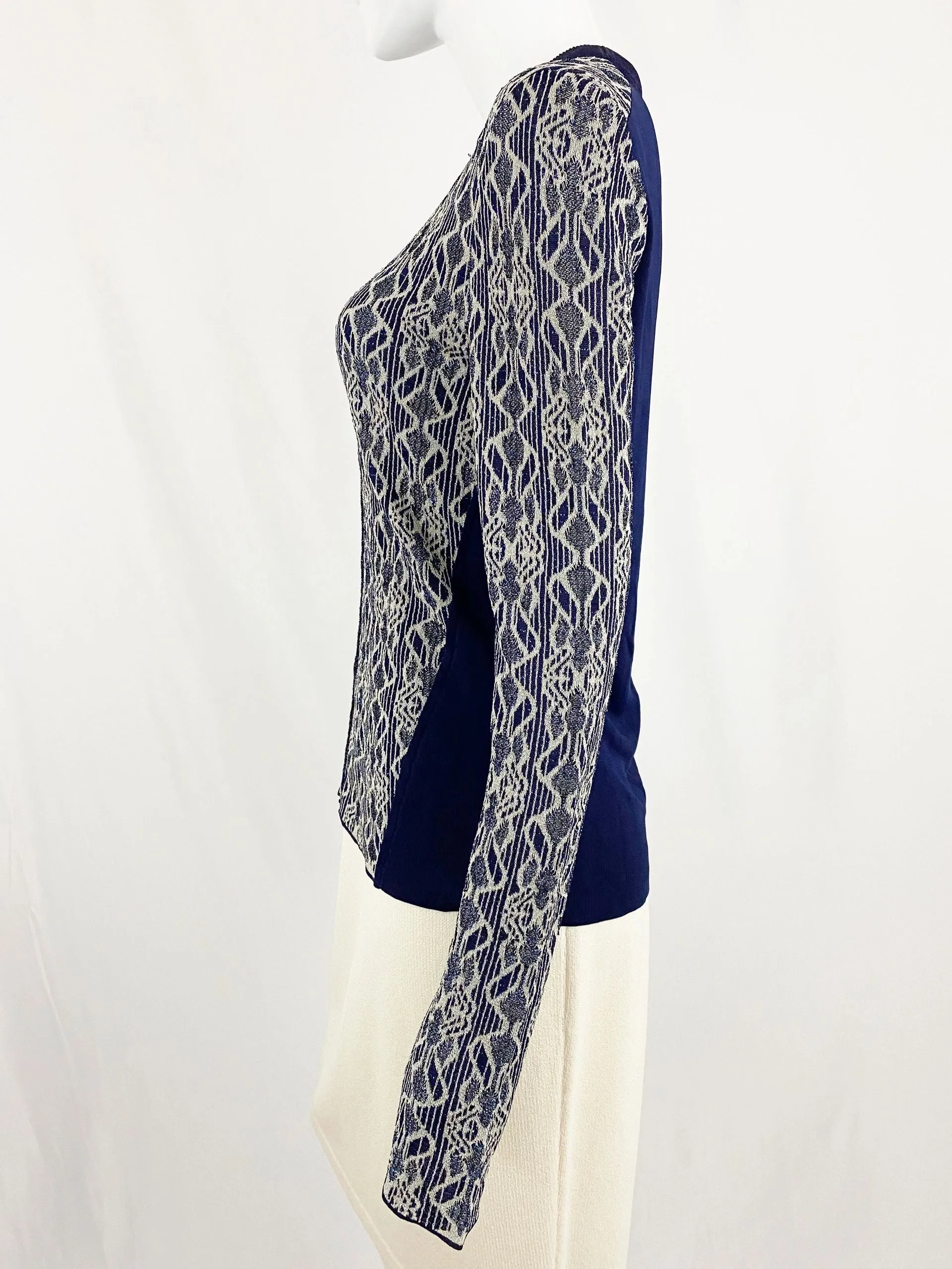Chloe Blue Metallic Knit Top Size L