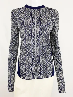 Chloe Blue Metallic Knit Top Size L