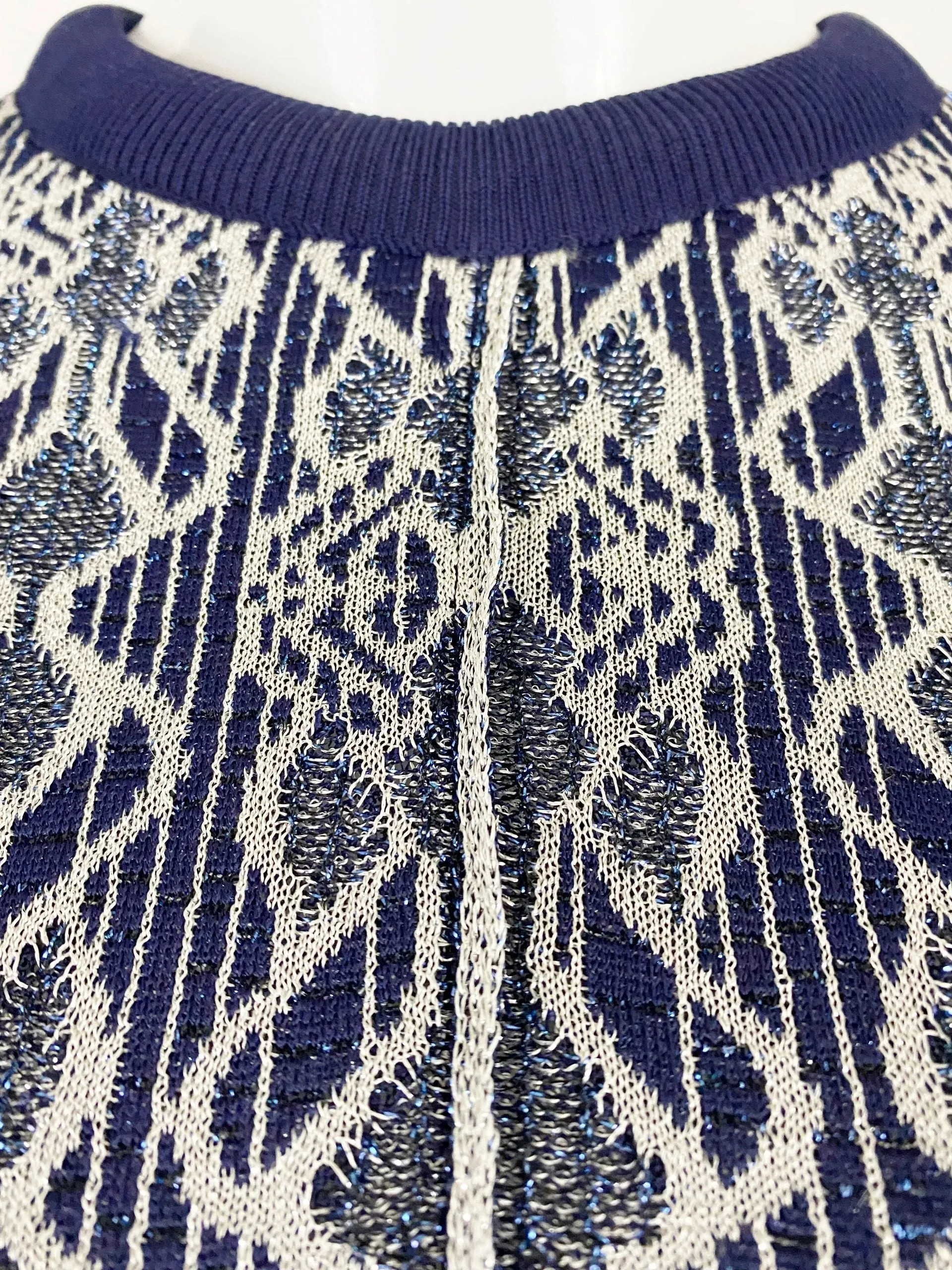 Chloe Blue Metallic Knit Top Size L