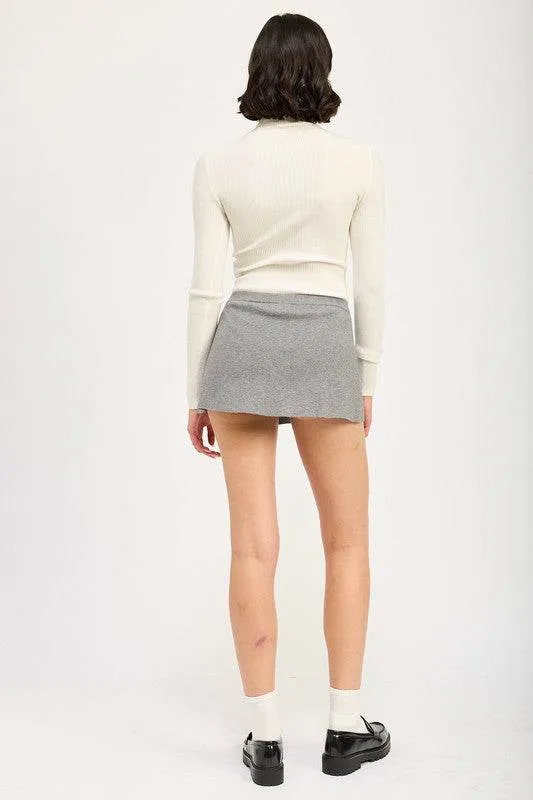 Chocolate Pleated Mini Skort for Women