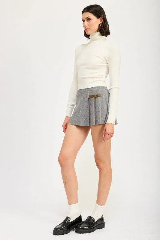 Chocolate Pleated Mini Skort for Women