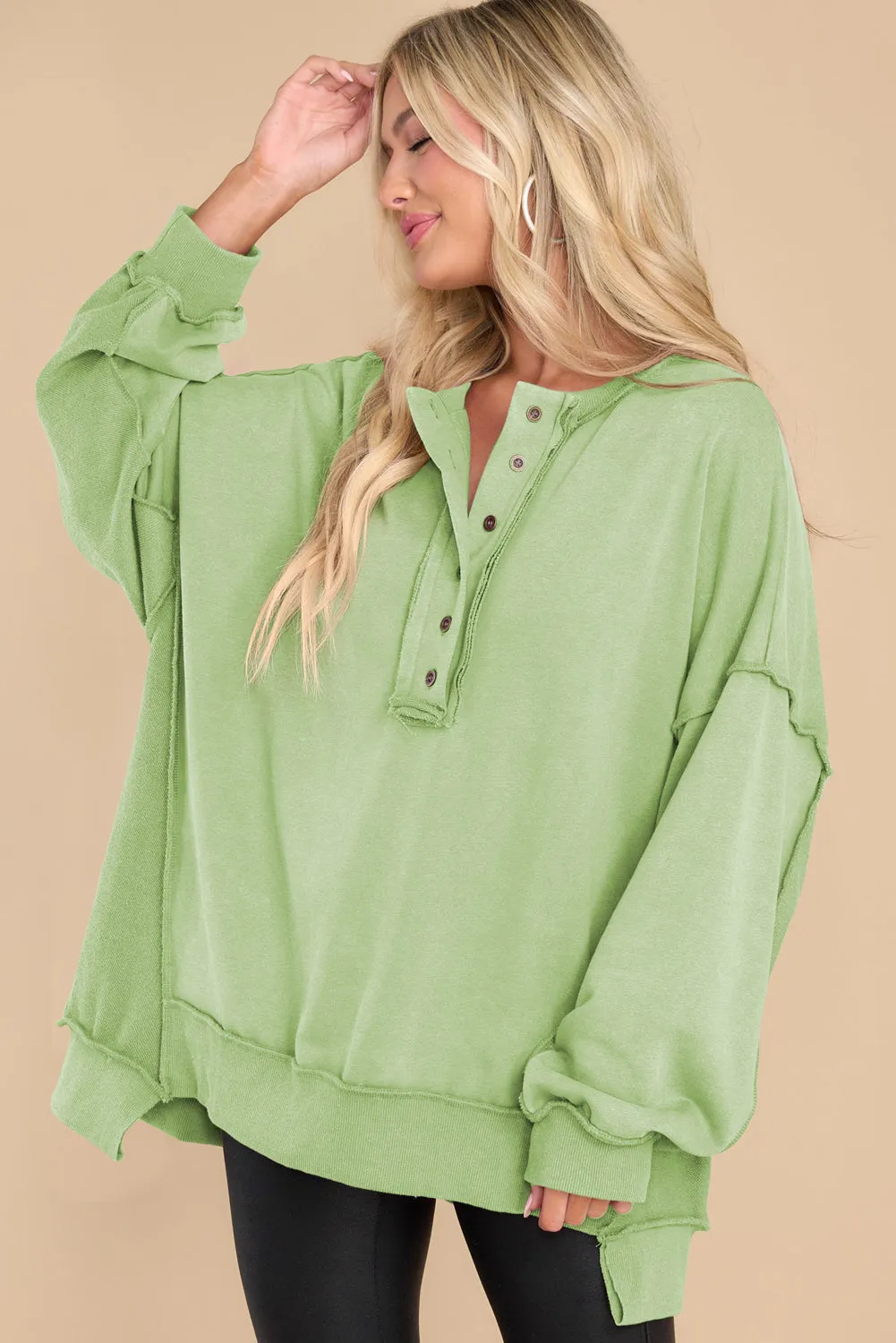 Christina Exposed Seam Long Sleeve Sweatshirt