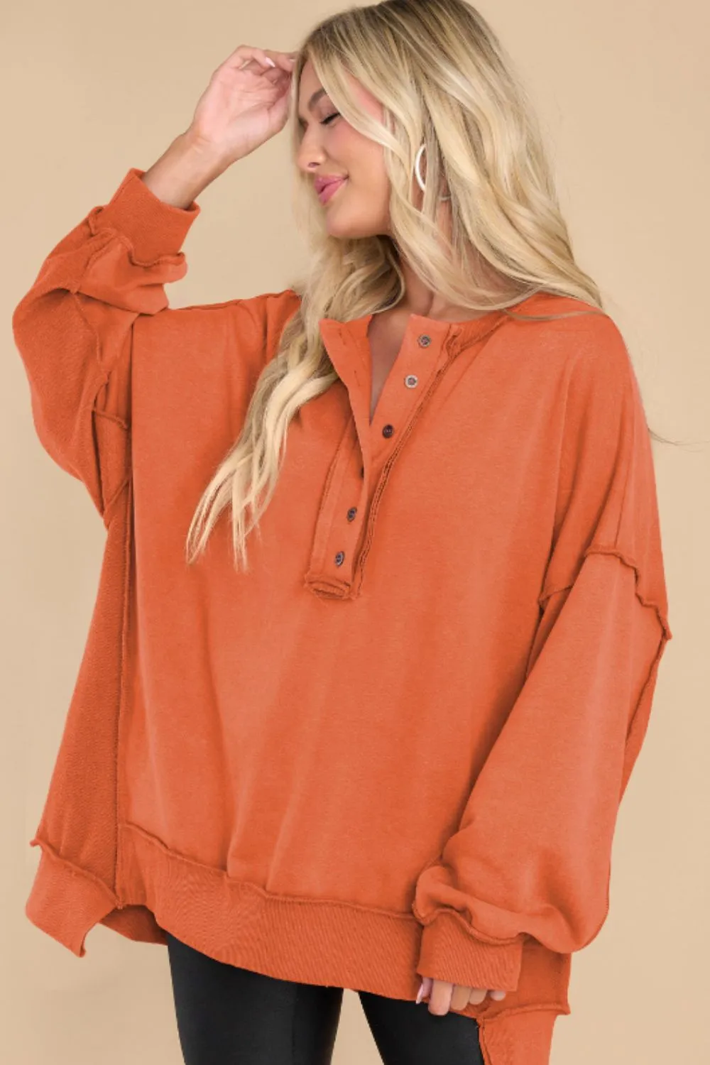 Christina Exposed Seam Long Sleeve Sweatshirt