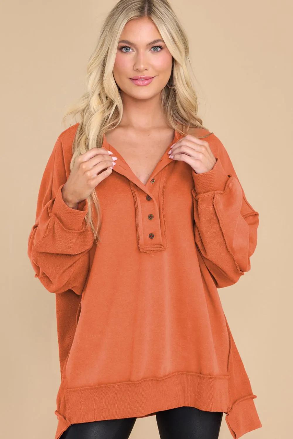 Christina Exposed Seam Long Sleeve Sweatshirt