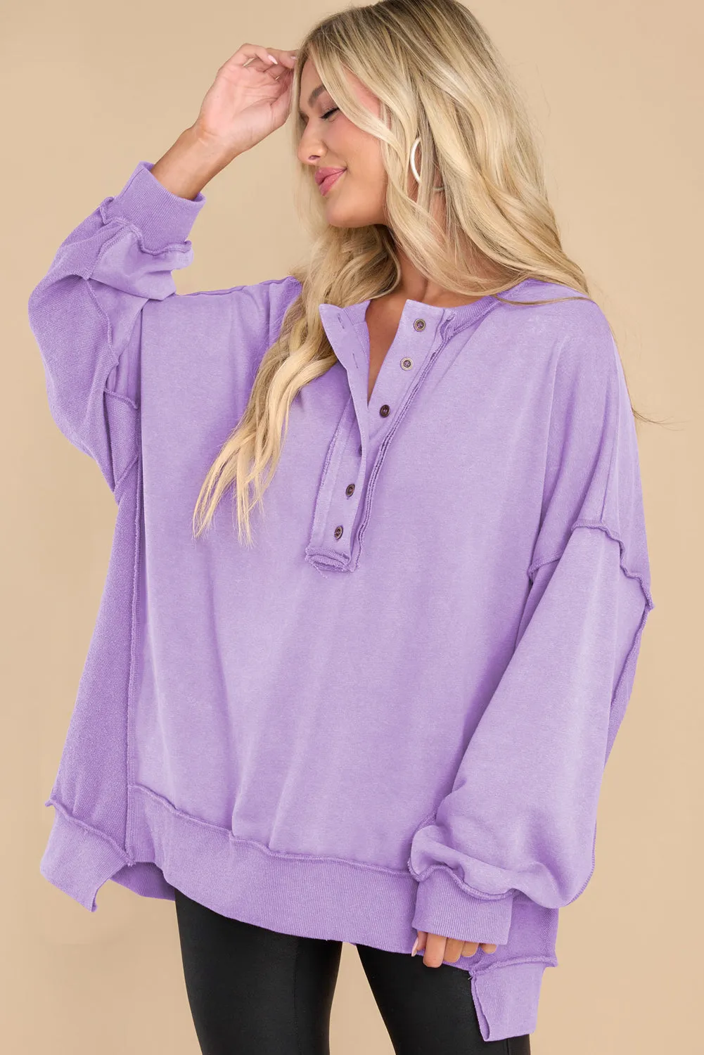 Christina Exposed Seam Long Sleeve Sweatshirt