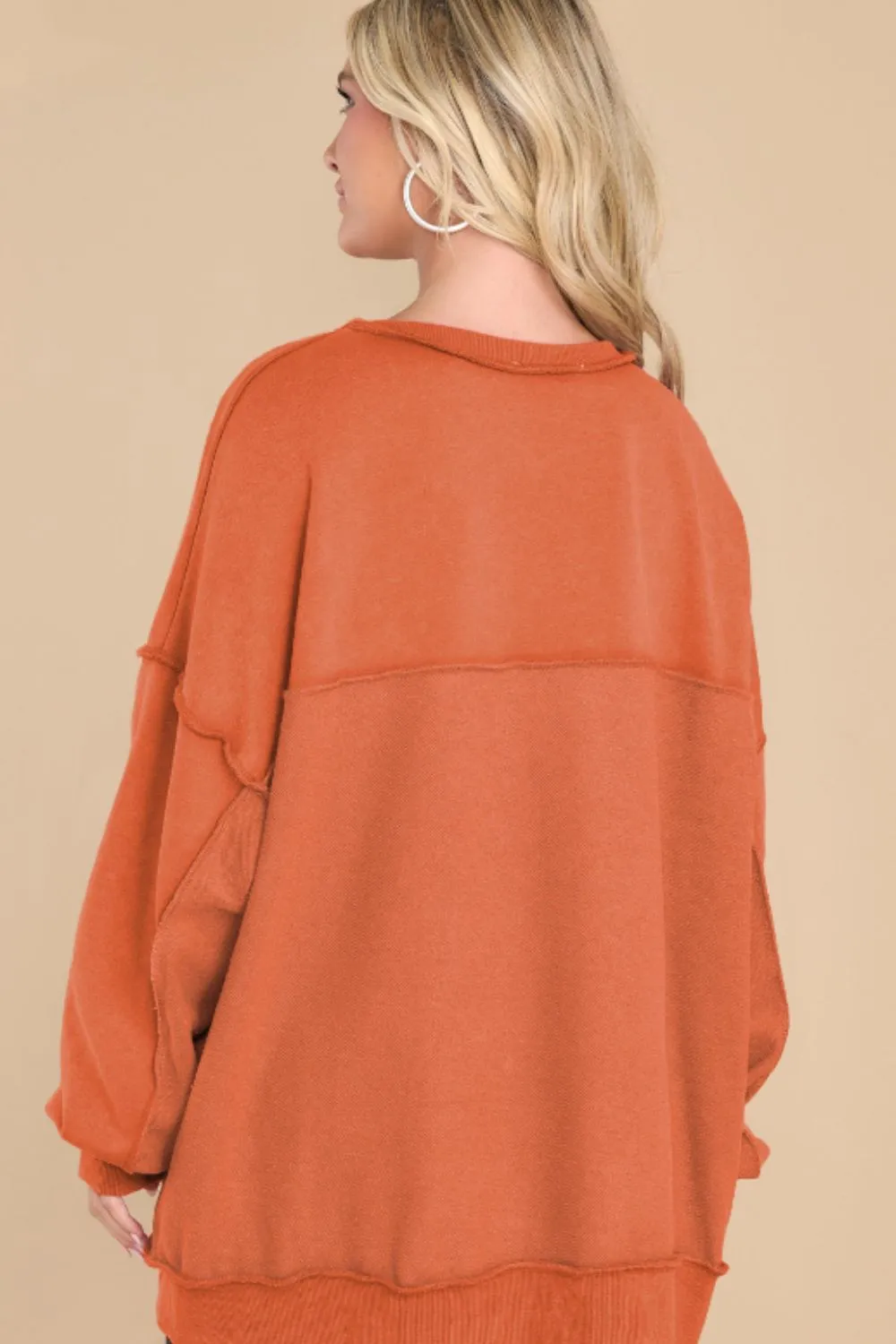 Christina Exposed Seam Long Sleeve Sweatshirt