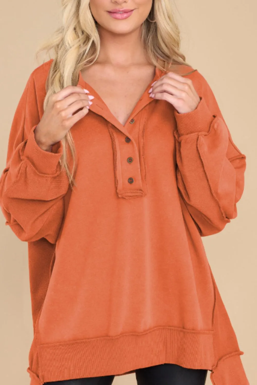 Christina Exposed Seam Long Sleeve Sweatshirt