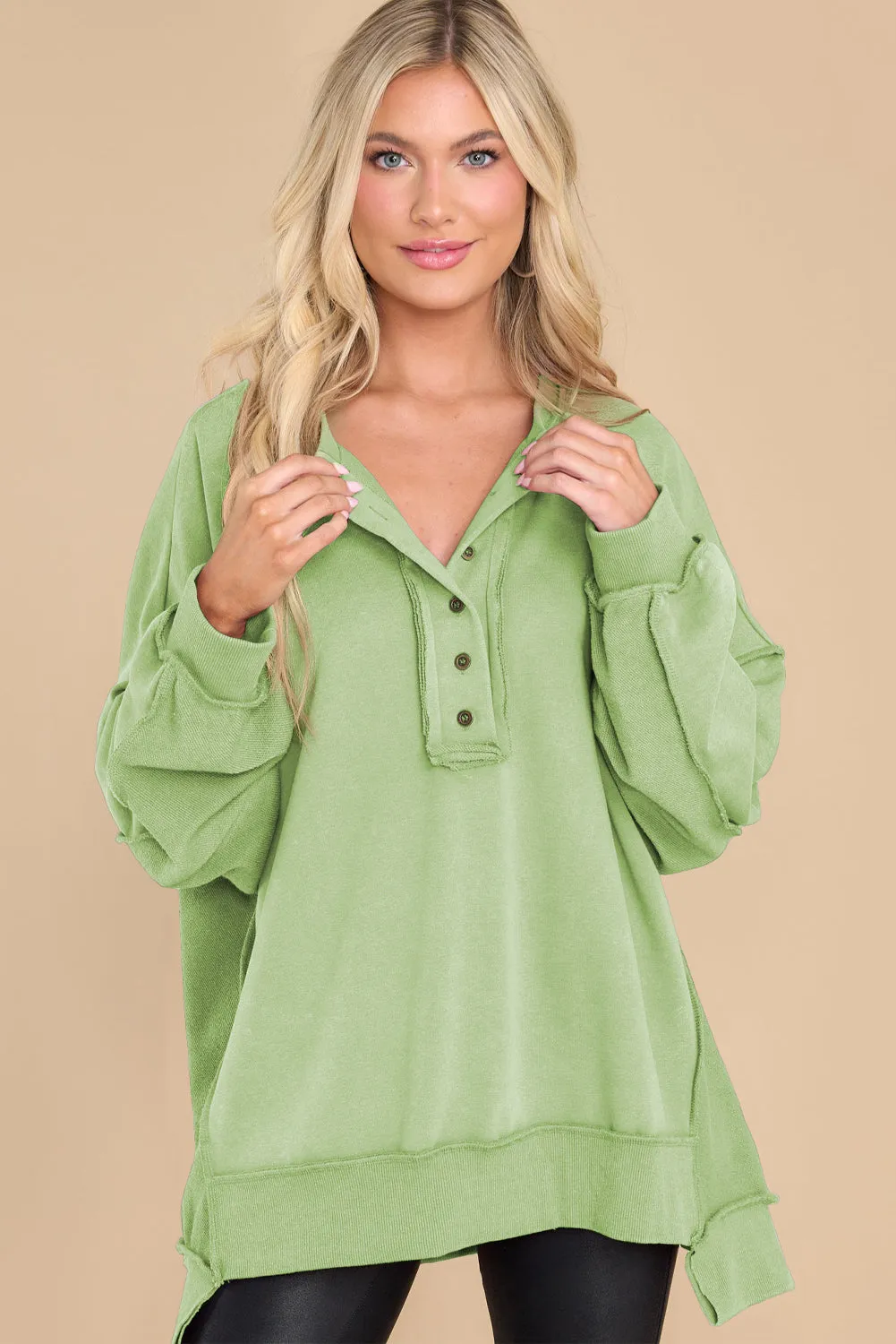Christina Exposed Seam Long Sleeve Sweatshirt
