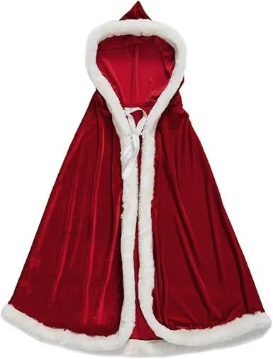 Christmas Santa Claus Costume Hooded Cape