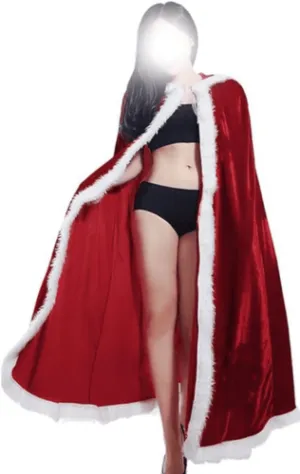 Christmas Santa Claus Costume Hooded Cape