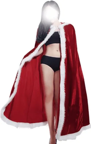Christmas Santa Claus Costume Hooded Cape
