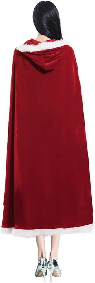 Christmas Santa Claus Costume Hooded Cape