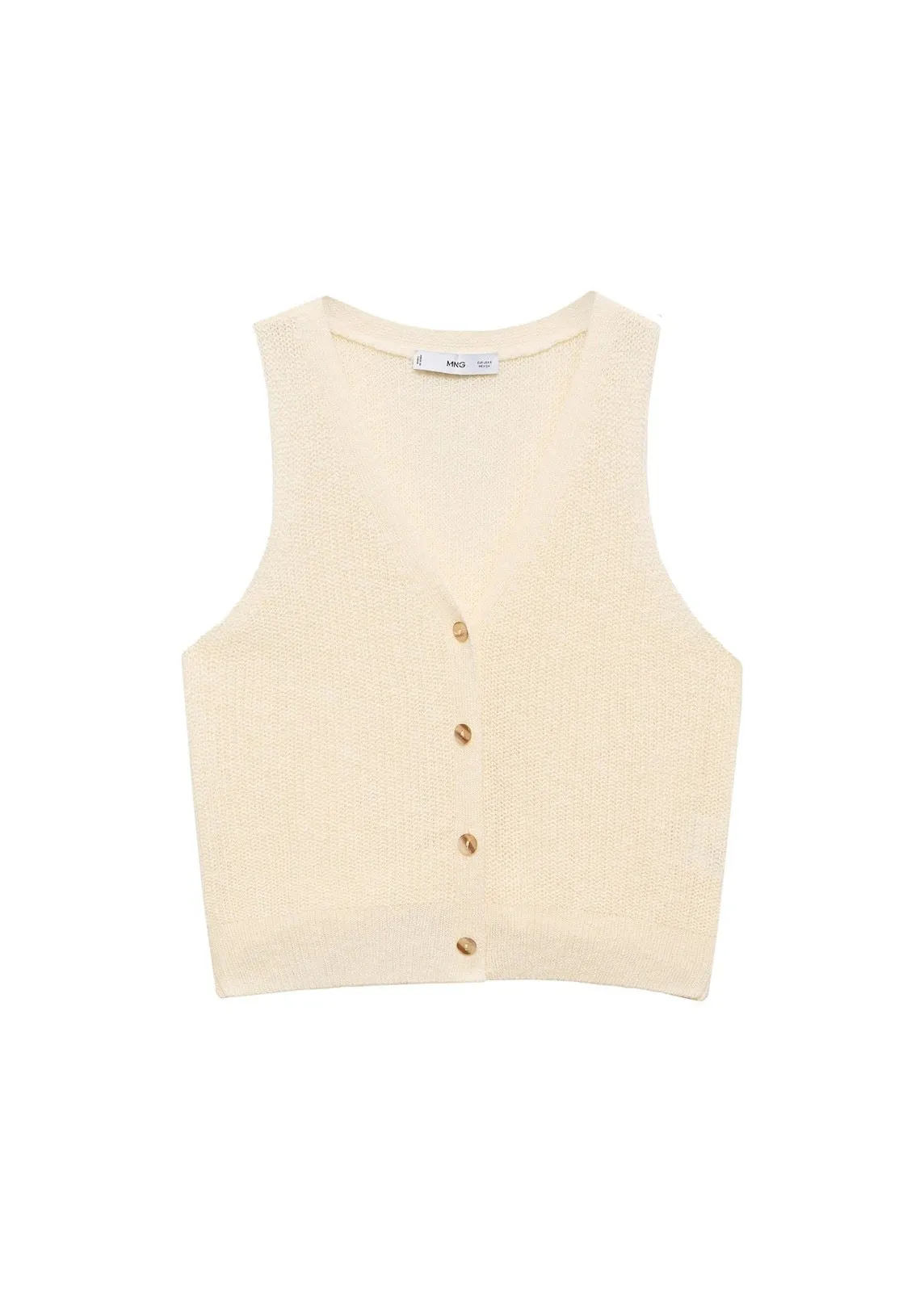 Chunky knit vest with buttons - Light Beige
