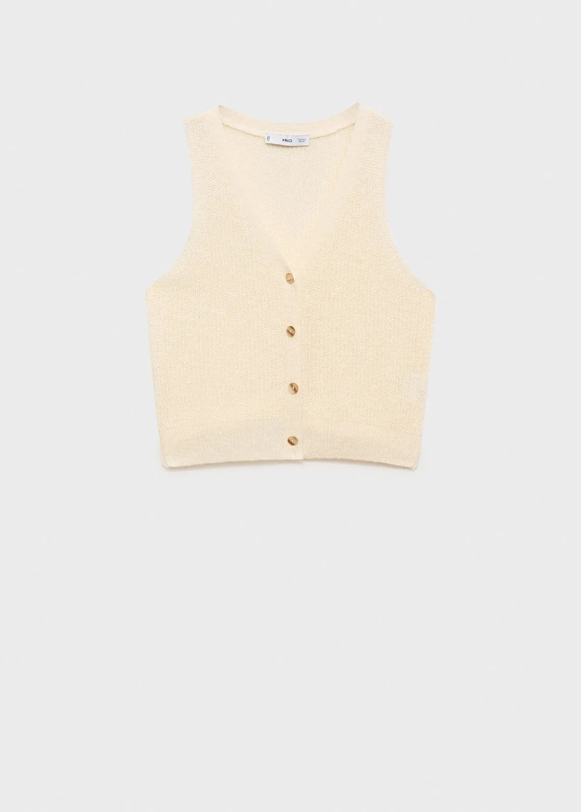 Chunky knit vest with buttons - Light Beige