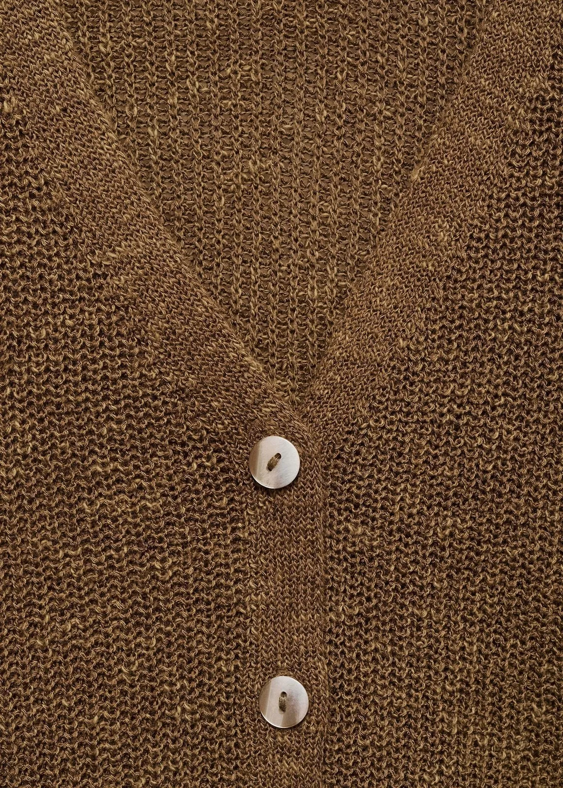 Chunky knit vest with buttons - Medium Brown