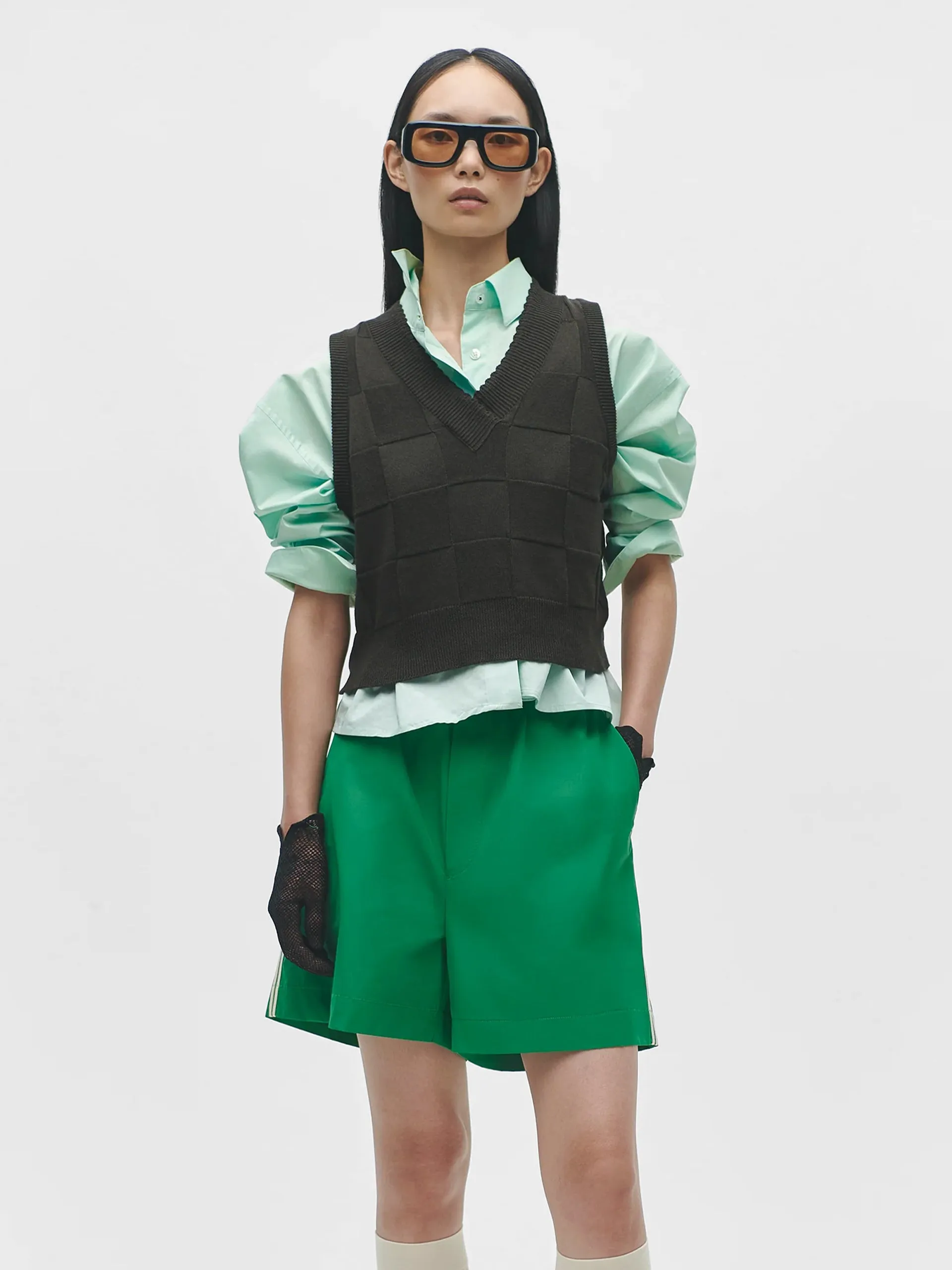 CORDERA Checked Cotton and Cashmere Waistcoat Dark Moss
