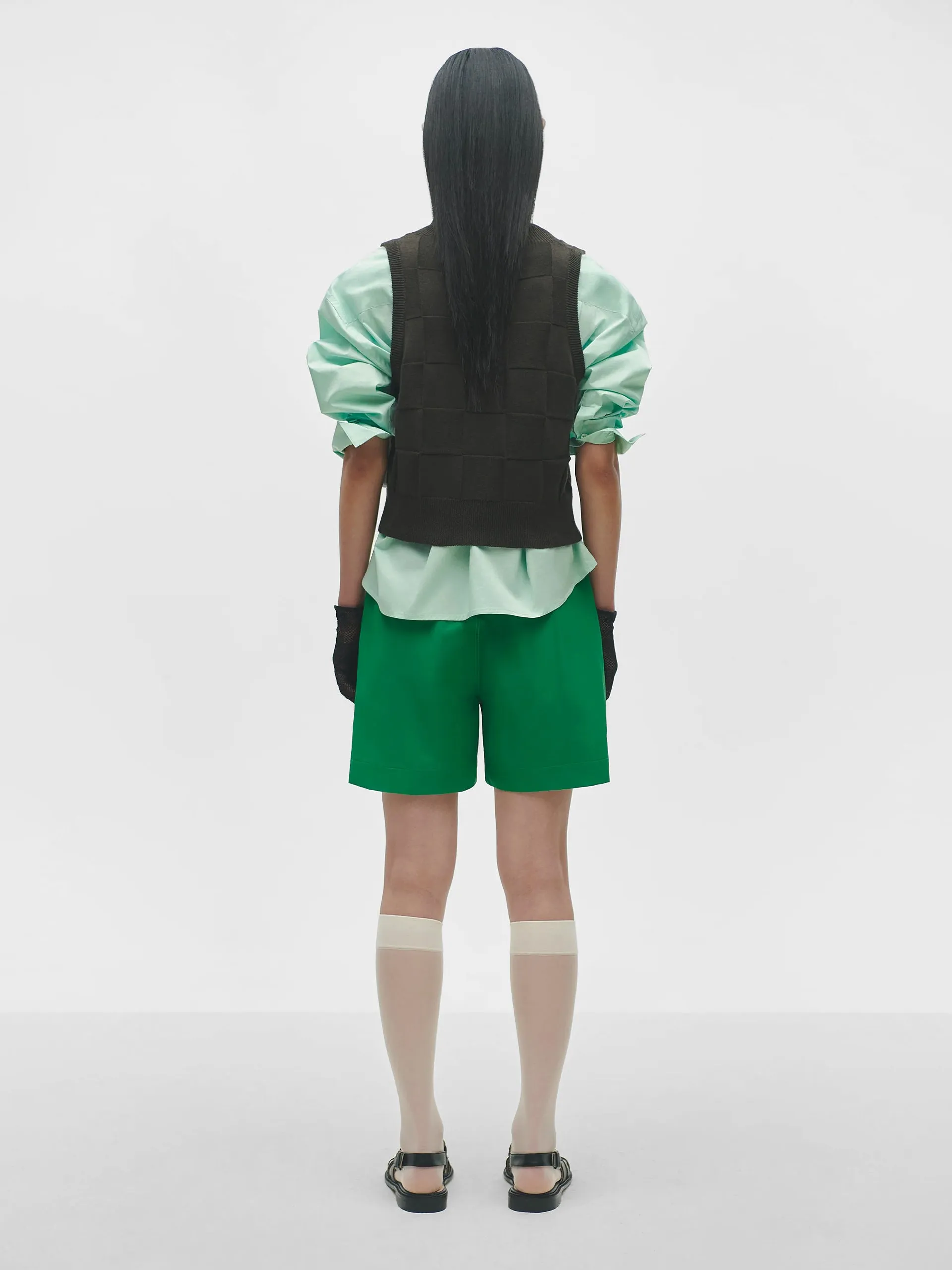 CORDERA Checked Cotton and Cashmere Waistcoat Dark Moss